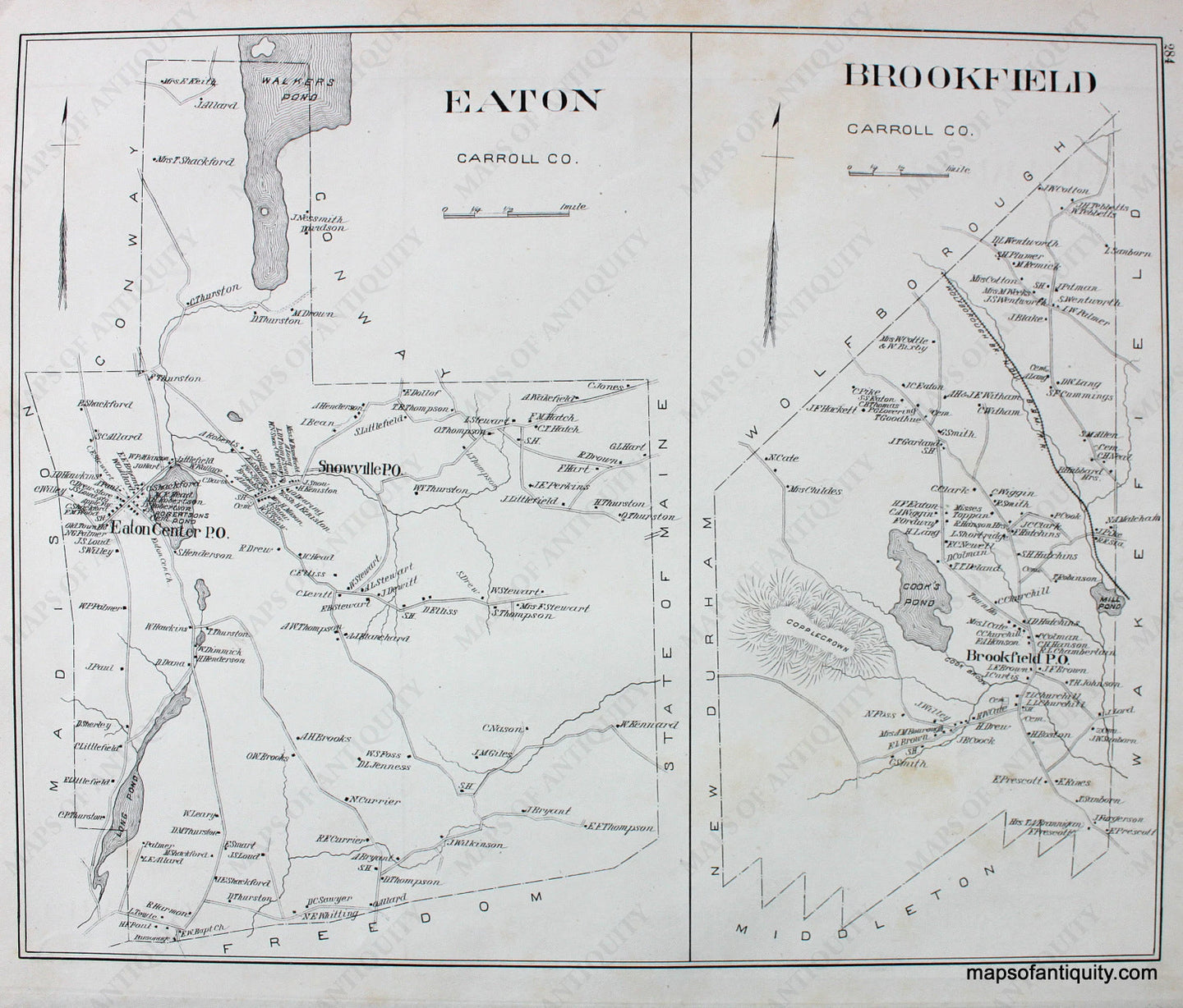 Antique-Map-Eaton-Brookfield-(NH)-New-Hampshire--1892-Hurd-Maps-Of-Antiquity