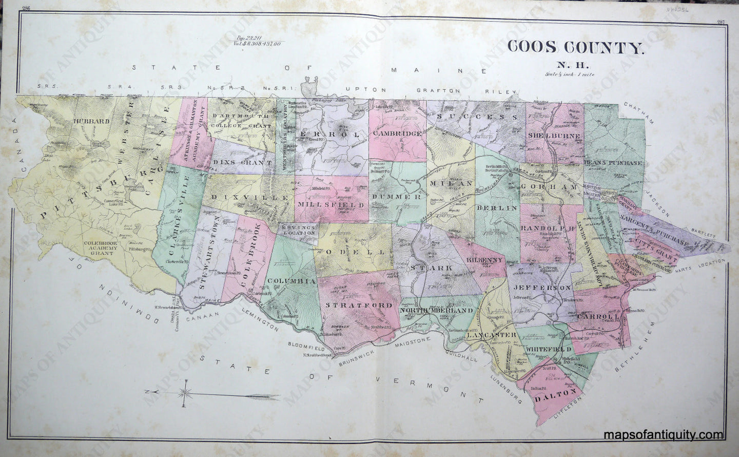 Antique-Map-Coos-County-N.H.-New-Hampshire--1892-Hurd-Maps-Of-Antiquity