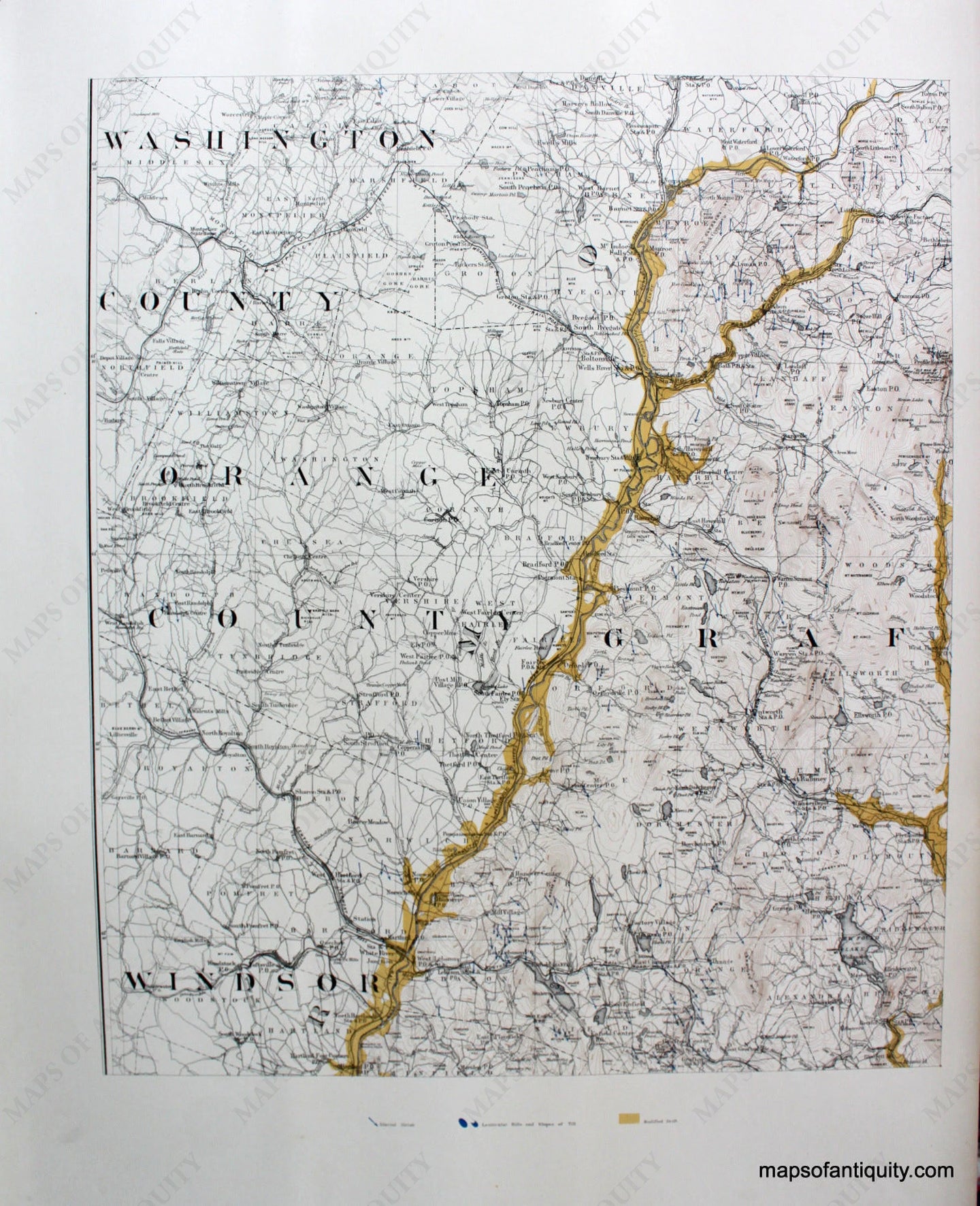 Antique-Printed-Color-Map-West-Central-Topography-Sheet-Atlas-Accompanying-the-Report-on-the-Geology-of-New-Hampshire-United-States-New-Hampshire-1878-Hitchcock-Maps-Of-Antiquity