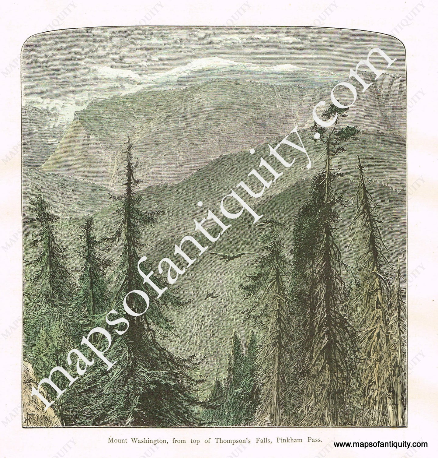 Antique-Hand-Colored-Engraved-Illustration-Mount-Washington-from-top-of-Thompson's-Falls-Pinkham-Pass-United-States-Northeast-1872-Picturesque-America-Maps-Of-Antiquity