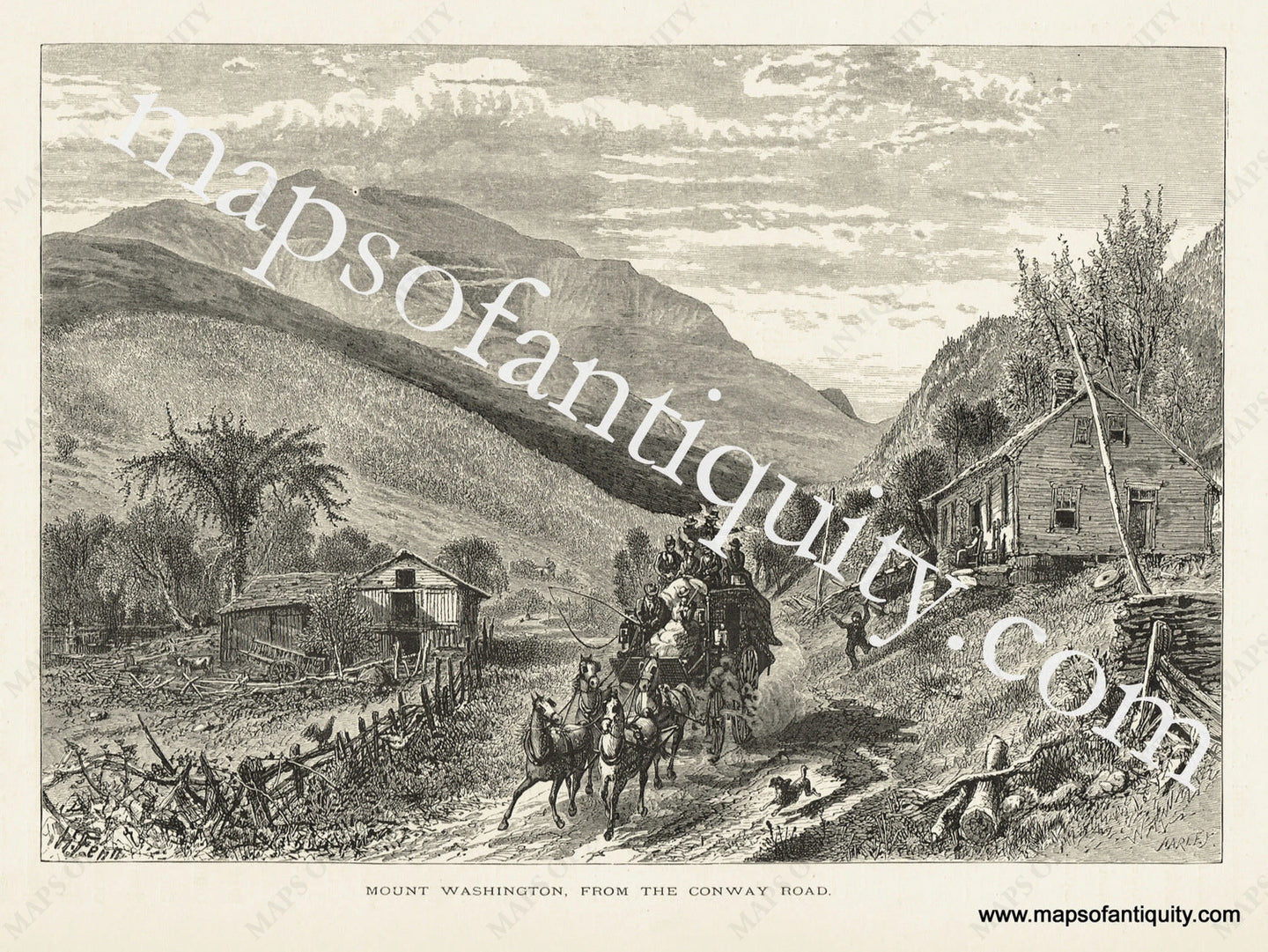 Antique-Black-and-White-Engraved-Illustration-Mount-Washington-From-the-Conway-Road-United-States-Northeast-1872-Picturesque-America-Maps-Of-Antiquity