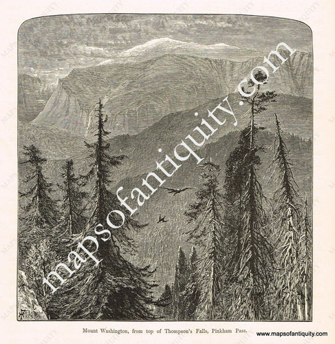 Antique-Black-and-White-Engraved-Illustration-Mount-Washington-from-top-of-Thompson's-Falls-Pinkham-Pass-United-States-Northeast-1872-Picturesque-America-Maps-Of-Antiquity