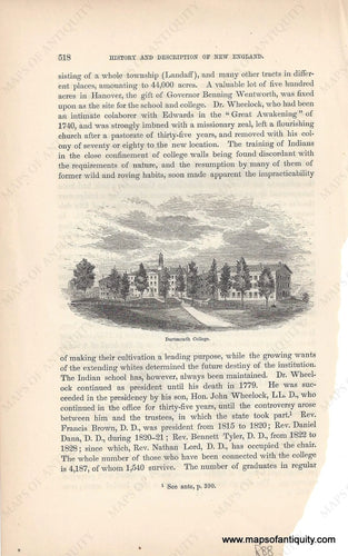 Genuine-Antique-Print-Dartmouth-College-NH--1859-Coolidge-Mansfield-Maps-Of-Antiquity