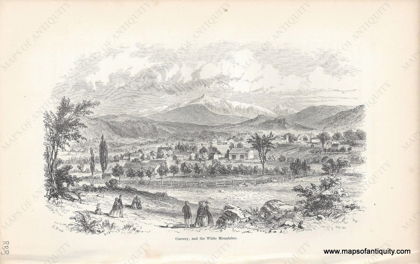 Genuine-Antique-Print-Conway-and-the-White-Mountains-NH--1859-Coolidge-Mansfield-Maps-Of-Antiquity