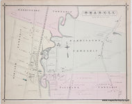 Antique Map with original hand-coloring in tones of yellow, green, pink.