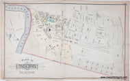 Antique Map with original hand-coloring in tones of yellow, green, pink.