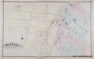 Antique Map with original hand-coloring in tones of yellow, green, pink.
