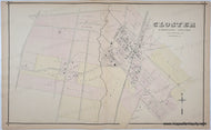 Antique map of Closter, Harrison Township, printed in 1876. Original faded color in tones of yellow, pink, orange