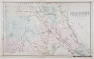 Antique Map with original hand-coloring in tones of yellow, green, pink.