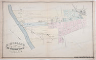 Antique map of Kingsland and lyndhurst Township, with labeled streets and boundaries. Antique Map with original hand-coloring in tones of yellow, green, pink.