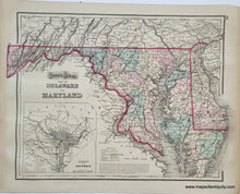 Load image into Gallery viewer, Antique-Hand-Colored-Map-Gray&#39;s-Atlas-Map-of-Delaware-Maryland-Washington-DC-1874-Gray-Maps-Of-Antiquity
