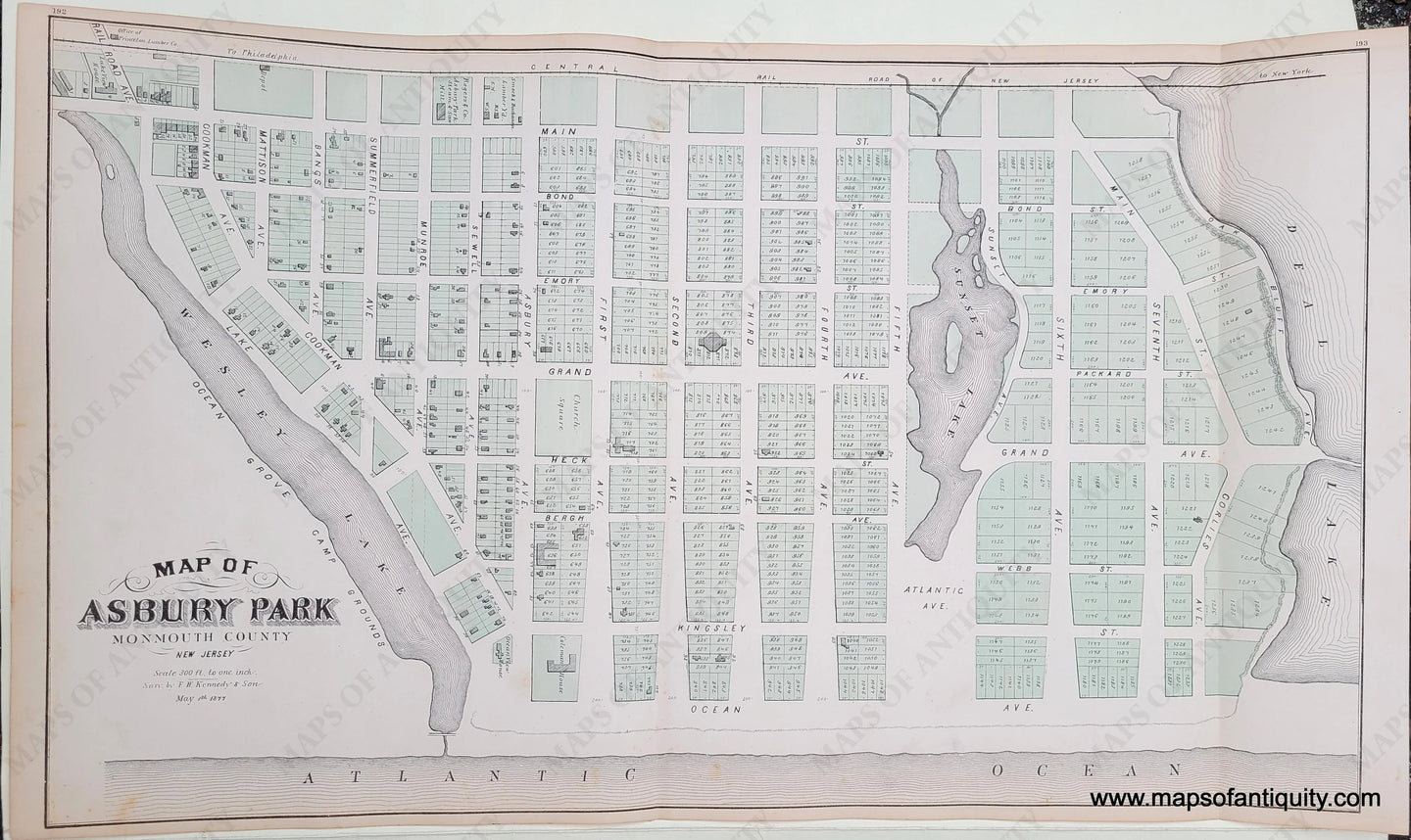 Antique-Hand-Colored-Map-Map-of-Asbury-Park-Monmouth-County-New-Jersey-United-States-New-Jersey-1878-Woolman-&-Rose-Maps-Of-Antiquity