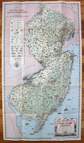 Antique-Folding-Map-Printed-Color-Fish-&-Game-Habitats---in-the-State-of-New-Jersey-New-Jersey-Folding-Maps-1933-State-of-New-Jersey-State-Planning-Board-Maps-Of-Antiquity