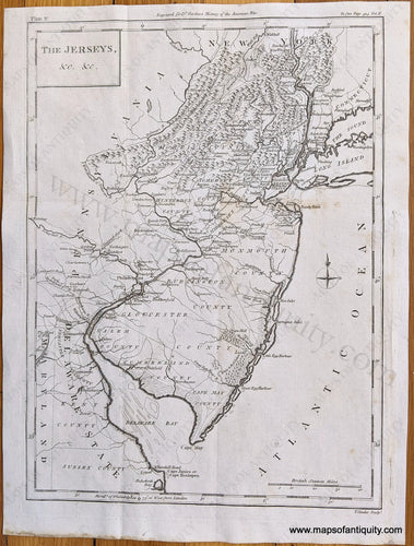 Genuine Antique Map-The Jerseys, &c. &c.-1788-T. Conder-Maps-Of-Antiquity-1700s-18th-century