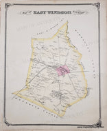Antique map of East Windsor Township with decorative border and original color in yellow and pink