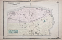 Load image into Gallery viewer, Antique map of the Third and Fourth Wards, Trenton NJ, with labeled streets and boundaries.
