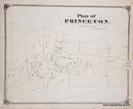 Antique map of Princeton with decorative border. Genuine-Antique-Map-Plan-of-Princeton-New-Jersey--1875-Everts-Stewart-Maps-Of-Antiquity
