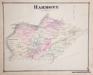 Genuine-Antique-Map-Harmony-Warren-Co-NJ--1874-Beers-Maps-Of-Antiquity