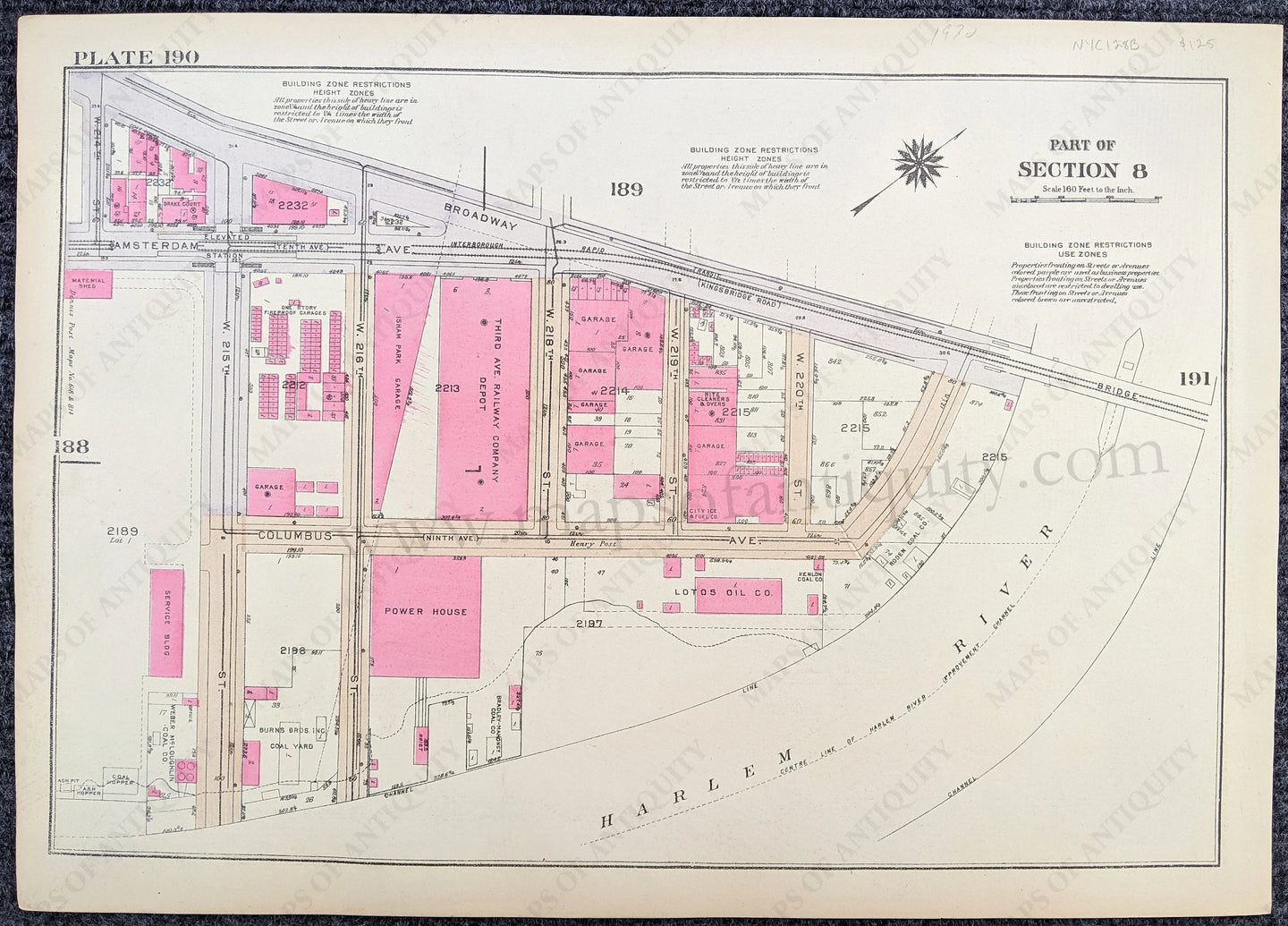 Genuine-Antique-Printed-Color-Map-Plate-190---Part-of-Section-8-United-States-Northeast-1930-Bromley-Maps-Of-Antiquity-1800s-19th-century