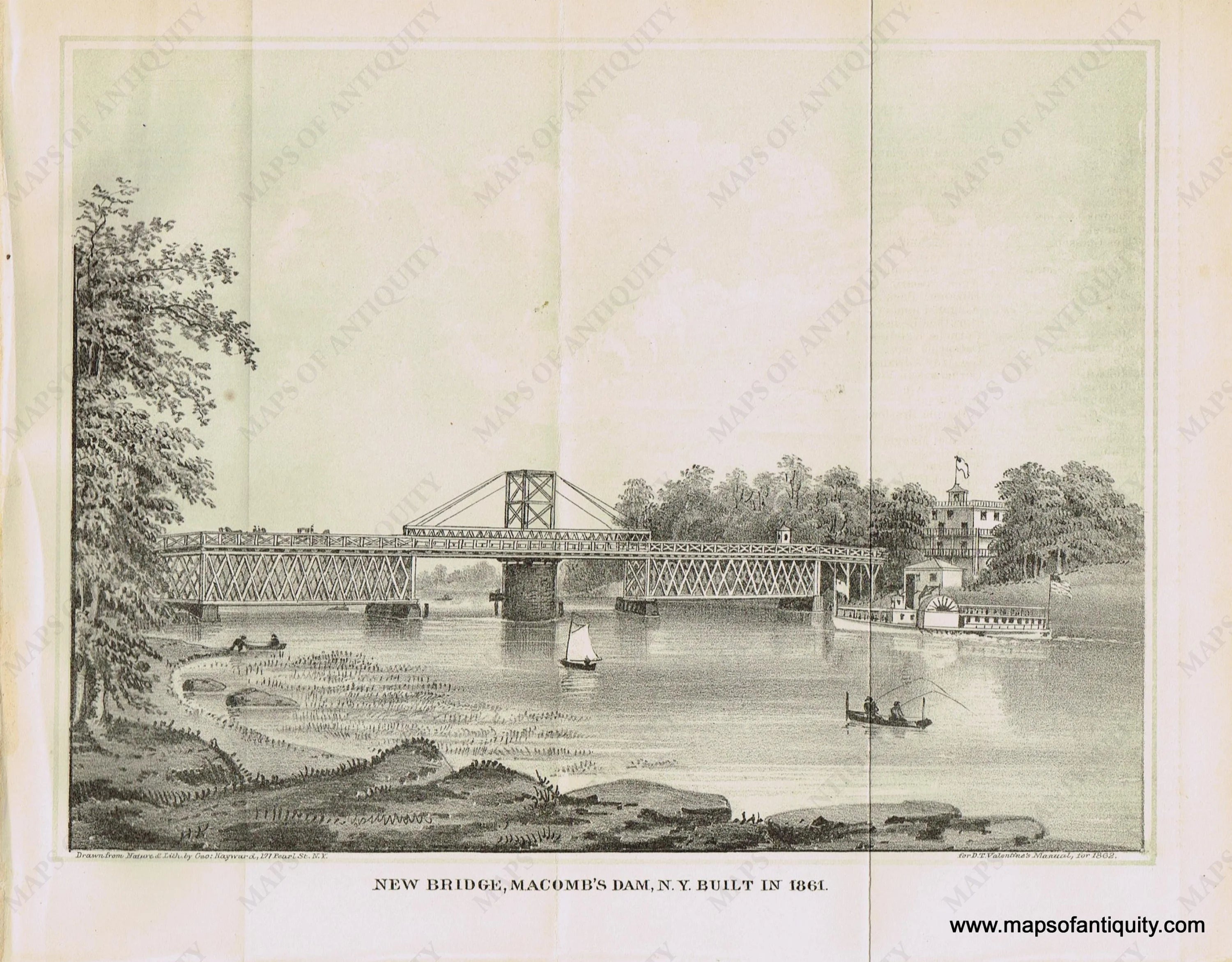 1862 Genuine Antique Print New - NYC142 Genuine Antique Print New Bridge Macombs Dam N Y Built In 1861 1862 Valentines Manual Maps Of Antiquity.webp