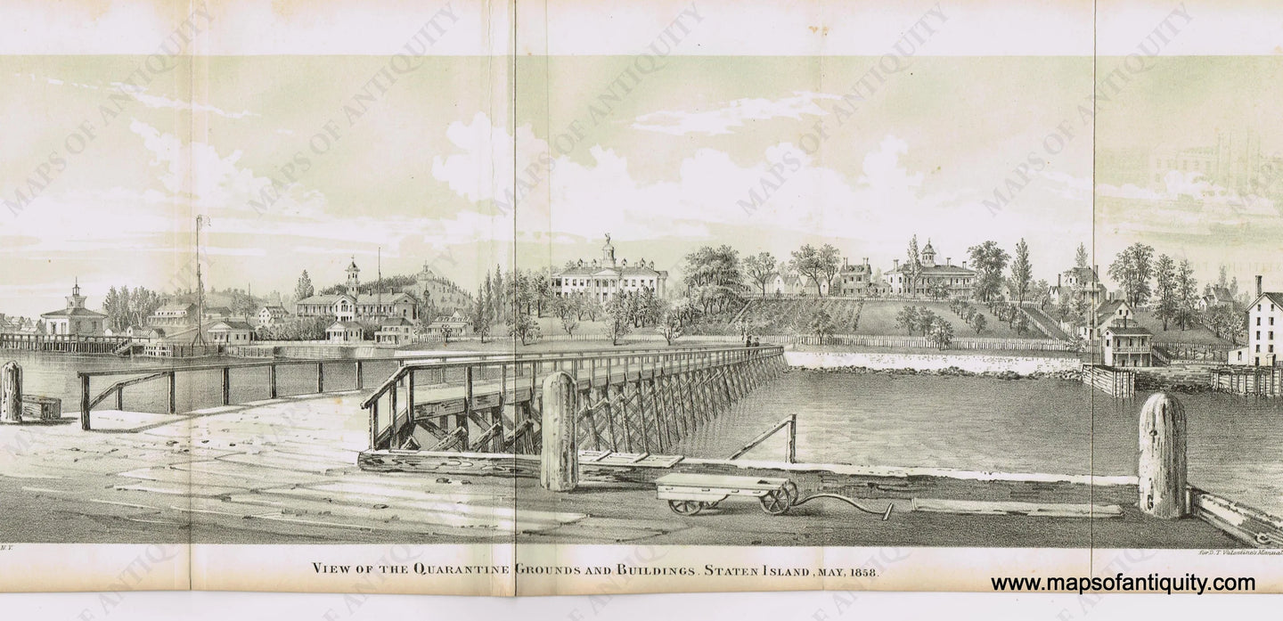 Genuine-Antique-Print-View-of-Quarantine-Grounds-and-Buildings-Staten-Island-May-1858--1859-Antique-Prints-New-York-City-Maps-Of-Antiquity