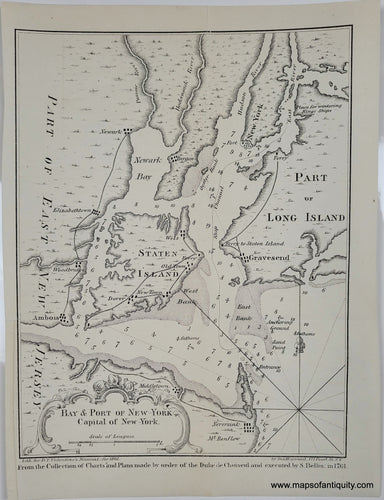 Genuine-Antique-Map-Bay-Port-of-New-York-Capital-of-New-York-1861-Valentine-Maps-Of-Antiquity