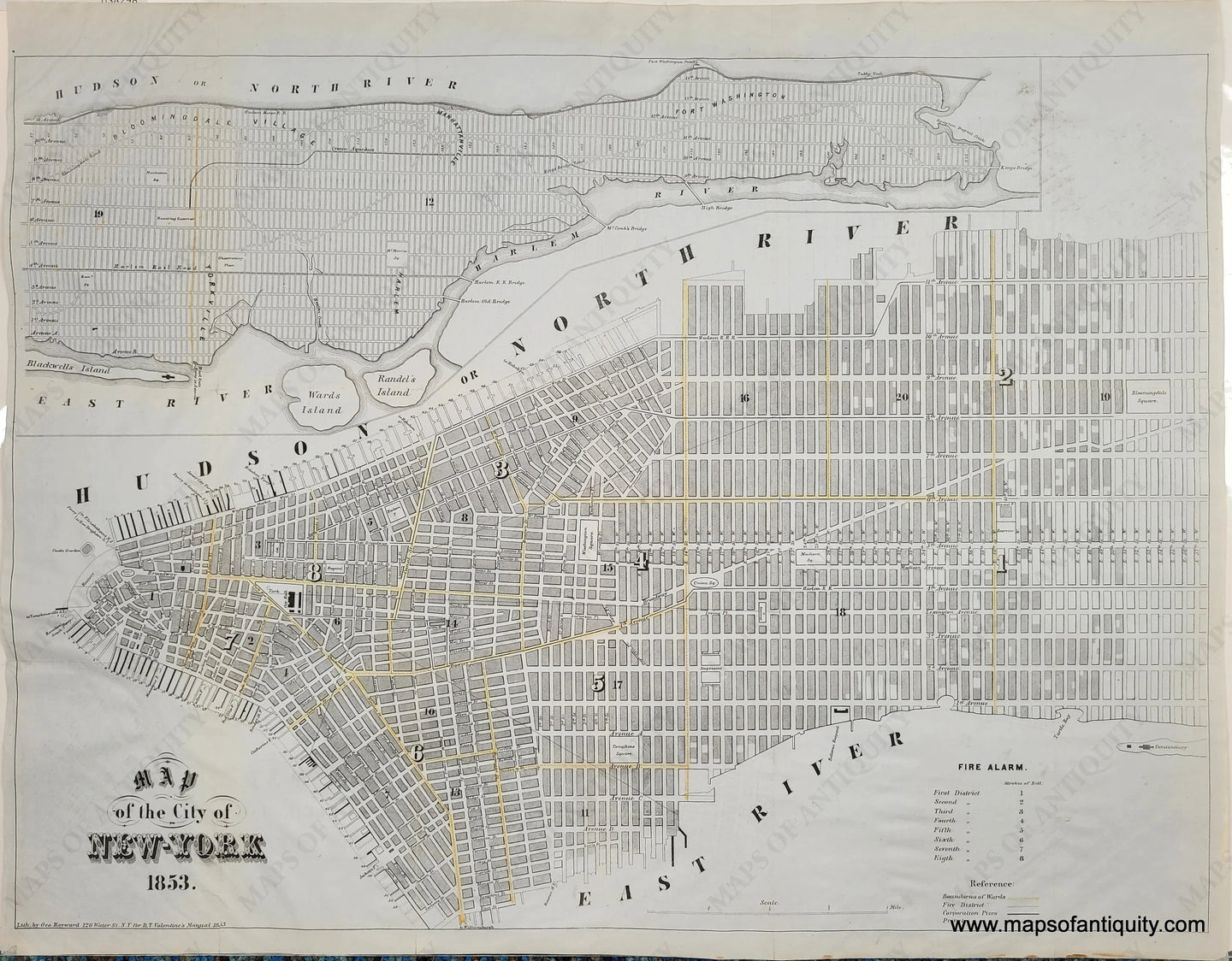 Genuine-Antique-Map-Map-of-the-City-of-New-York-1853-Valentine-Maps-Of-Antiquity