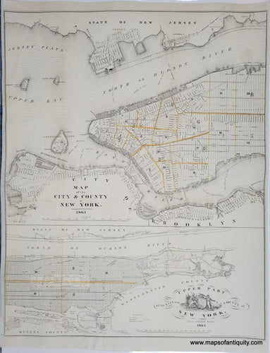 Genuine-Antique-Map-Map-of-the-City-County-of-New-York-Upper-Part-of-the-City-and-County-of-New-York-on-a-reduced-scale--1861-Valentine-Maps-Of-Antiquity