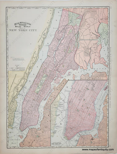 Genuine-Antique-Map-Map-of-New-York-City-verso-Map-of-Buffalo--1895-Rand-McNally-Maps-Of-Antiquity