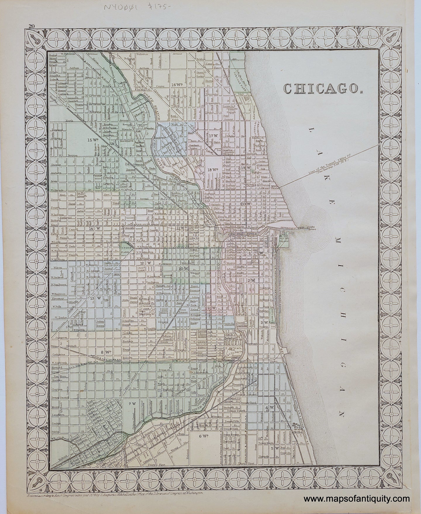 1874 - Double-sided page of maps: Chicago / County Maps of the State of New York / New Jersey / Maryland and Delaware- Antique Map