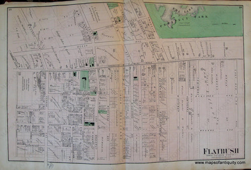 Antique-Hand-Colored-Map-Town-of-Flatbush-New-York-verso-Bath-New-Utrecht-Bayridge-United-States-Northeast-1873-Beers-Maps-Of-Antiquity