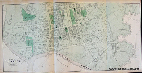 Antique-Hand-Colored-Map-Part-of-Flushing-New-York-United-States-Northeast-1873-Beers-Maps-Of-Antiquity