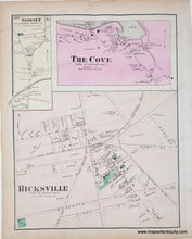 Load image into Gallery viewer, Antique map of Syosset, The Cove, and Hicksville with original color in pink, yellow, green.
