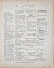 Load image into Gallery viewer, Vintage document with text titled 'Queens County Business Notices' on a plain background. back side of map
