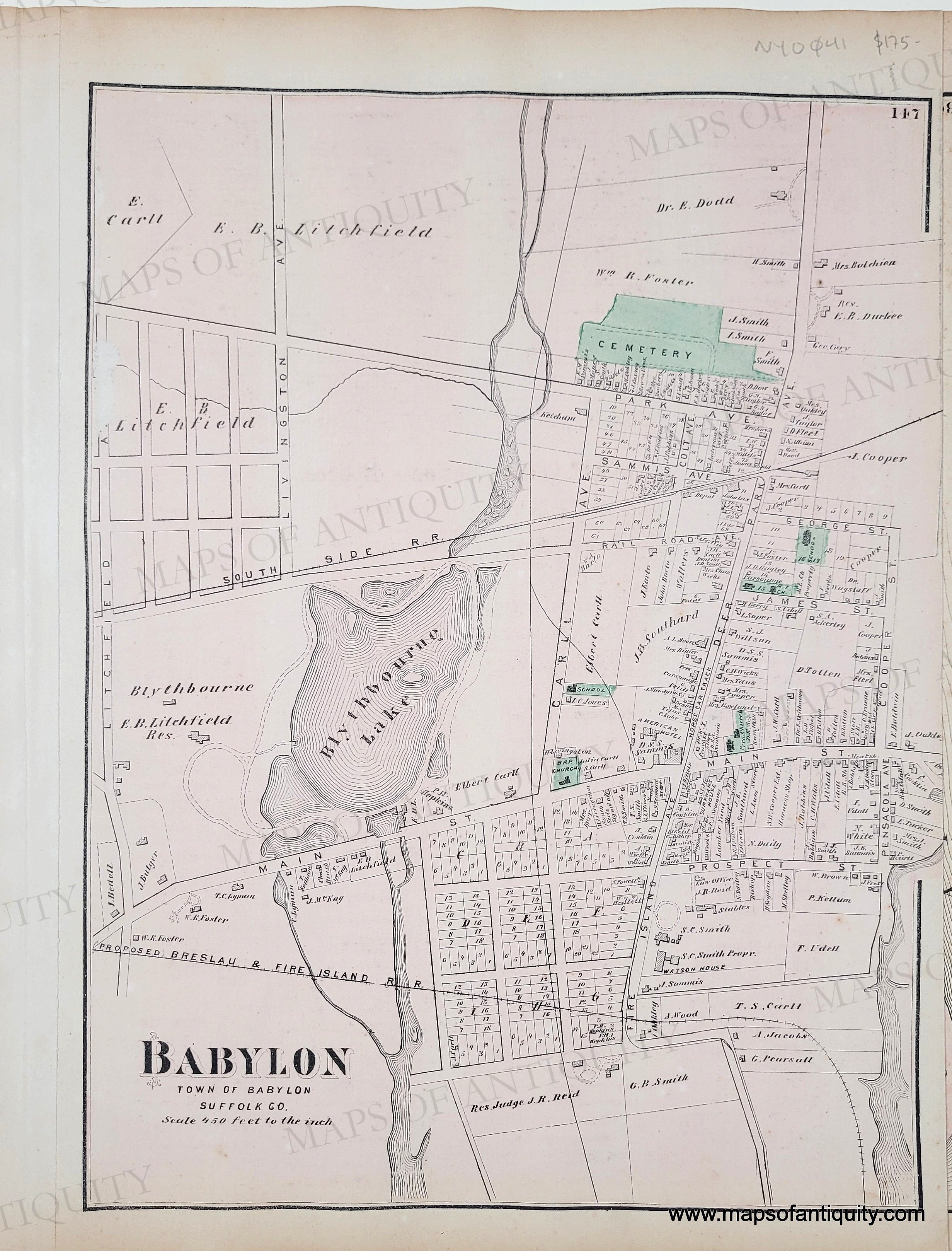 1873 - Double-sided map: Part of Huntington, Babylon, Commac (Commack ...