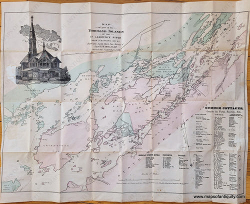 Genuine-Antique-Hand-colored-Folding-Map-Map-of-Part-of-the-Thousand-Islands-of-the-St-Lawrence-River-near-Alexandria-Bay-N-Y--1879-Rockwell-Maps-Of-Antiquity