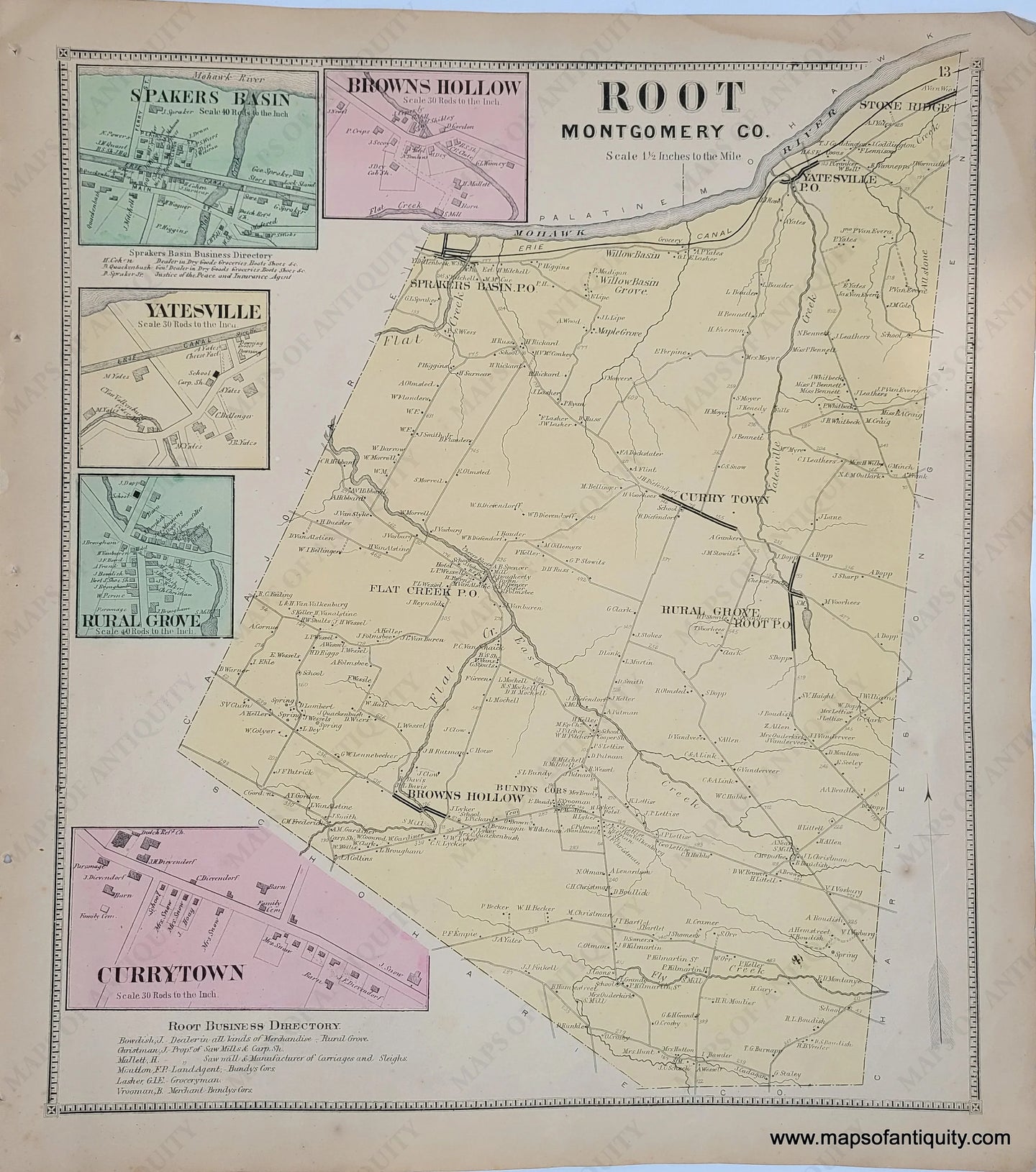 Genuine-Antique-Map-Root-New-York--1868-B-Nichols-Maps-Of-Antiquity