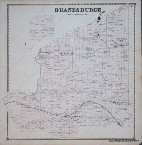 Genuine-Antique-Map-Duanesburgh-New-York---1866-Beers--Maps-Of-Antiquity