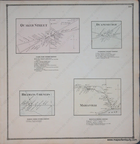 Genuine-Antique-Map-Quaker-Street-Duanesburgh-Bramans-Corners-Mariaville-New-York---1866-Beers--Maps-Of-Antiquity