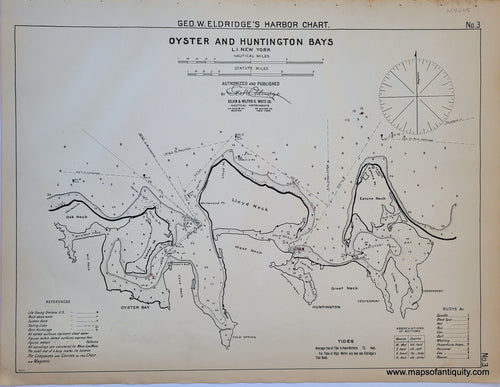 Antique-Map-Oyster-Huntington-Bays-Long-Island-Nautical-Chart-New-York-Eldirdge-Eldridge's-Maps-of-Antiquity