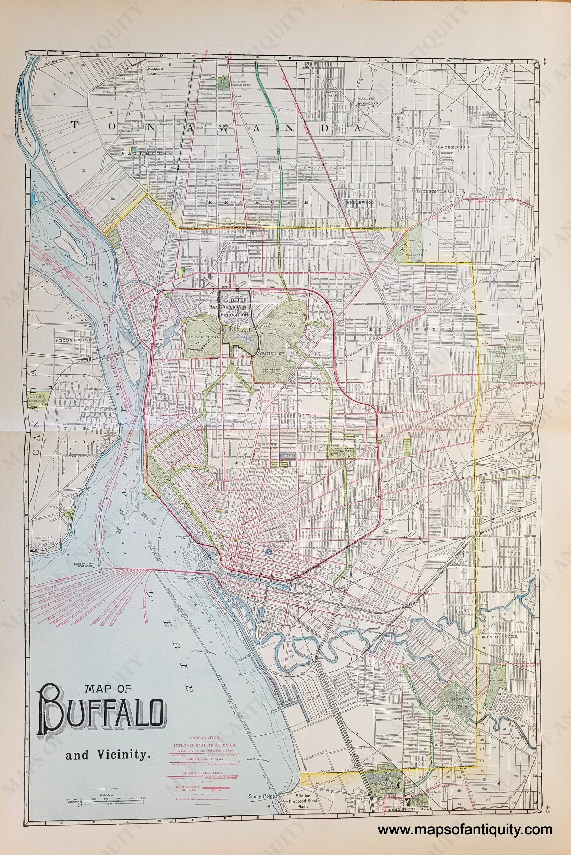 1901 Genuine Antique Map Map of Buffalo and Vicinity – Maps of Antiquity