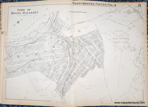 Genuine-Antique-Map-Plate-3-Town-of-Mount-Pleasant-Thornwood-NY-1930-G-M-Hopkins-Co--Maps-Of-Antiquity