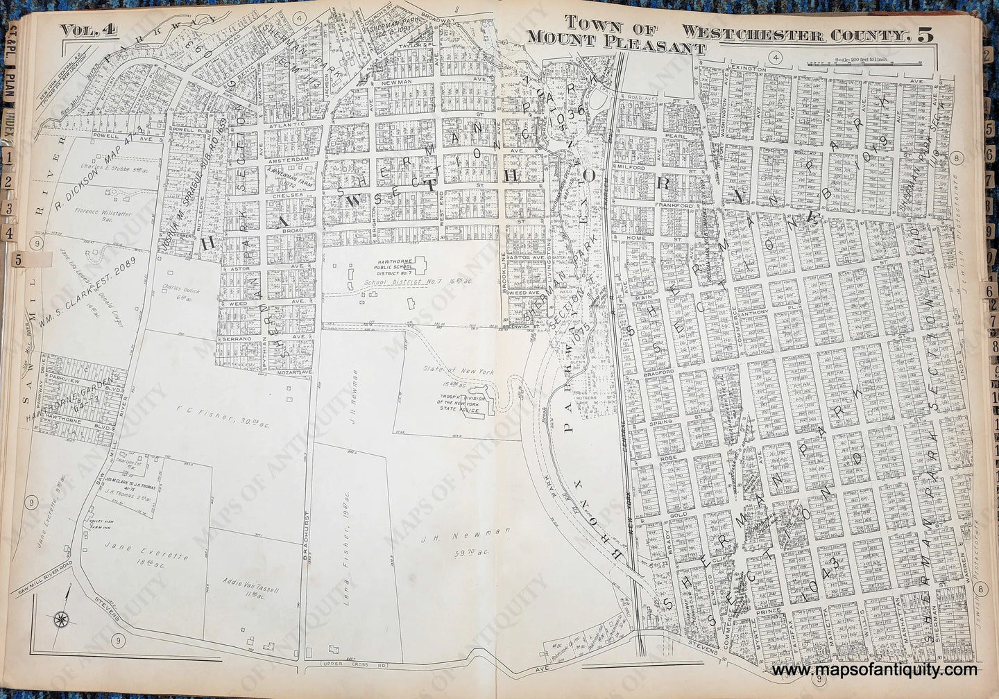 Genuine-Antique-Map-Plate-5-Town-of-Mount-Pleasant-Hawthorn-NY-1930-G-M-Hopkins-Co--Maps-Of-Antiquity