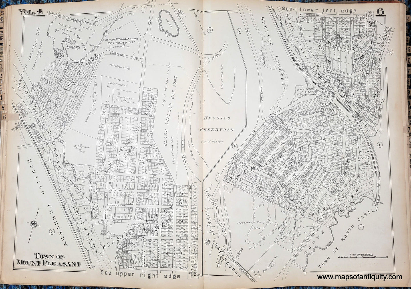 Genuine-Antique-Map-Plate-6-Town-of-Mount-Pleasant-near-Kensico-Cemetery-NY-1930-G-M-Hopkins-Co--Maps-Of-Antiquity