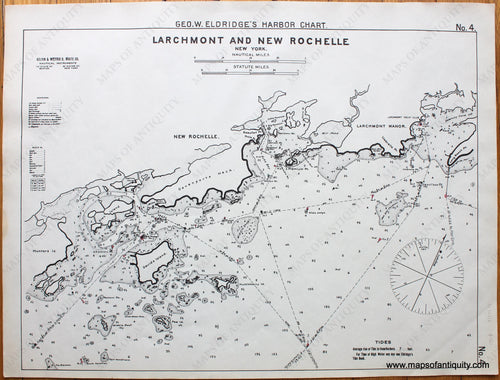 Black-and-White-Antique--Nautical-Chart-Larchmont-and-New-Rochelle-New-York--United-States-Northeast-1901-Eldridge-Maps-Of-Antiquity