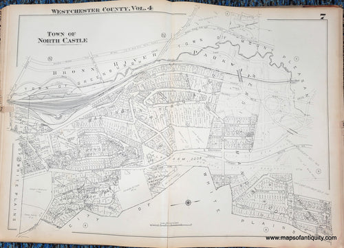 Genuine-Antique-Map-Plate-7-Town-of-North-Castle-NY-1930-G-M-Hopkins-Co--Maps-Of-Antiquity