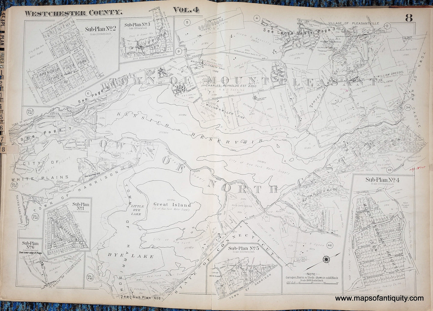 Genuine-Antique-Map-Plate-8-Town-of-Mount-Pleasant-and-Town-of-North-Castle-NY-1930-G-M-Hopkins-Co--Maps-Of-Antiquity