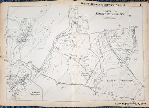 Genuine-Antique-Map-Plate-9-Town-of-Mount-Pleasant-Pocantico-Hills-NY-1930-G-M-Hopkins-Co--Maps-Of-Antiquity