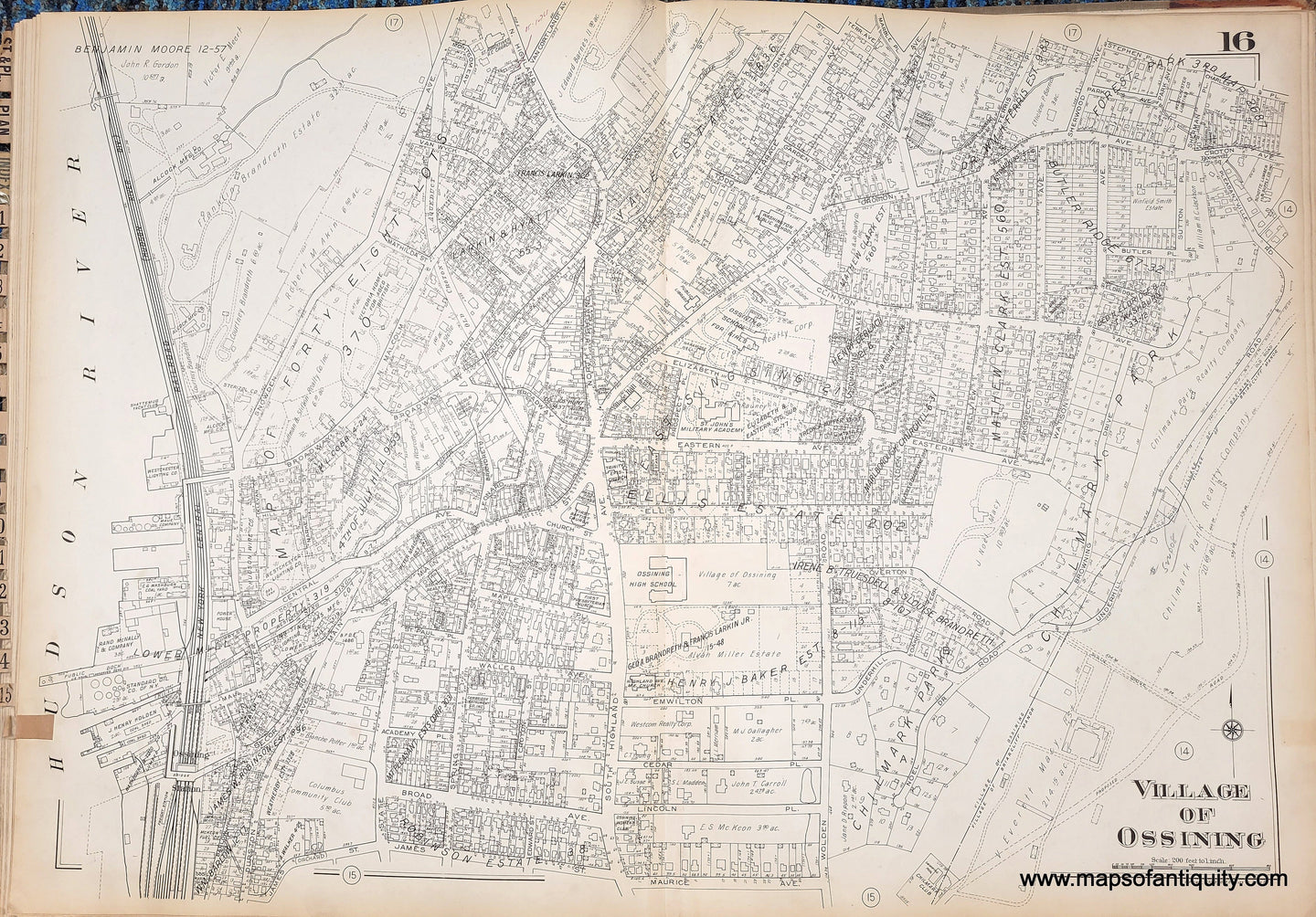 Genuine-Antique-Map-Plate-16-Village-of-Ossining-NY-1930-G-M-Hopkins-Co--Maps-Of-Antiquity