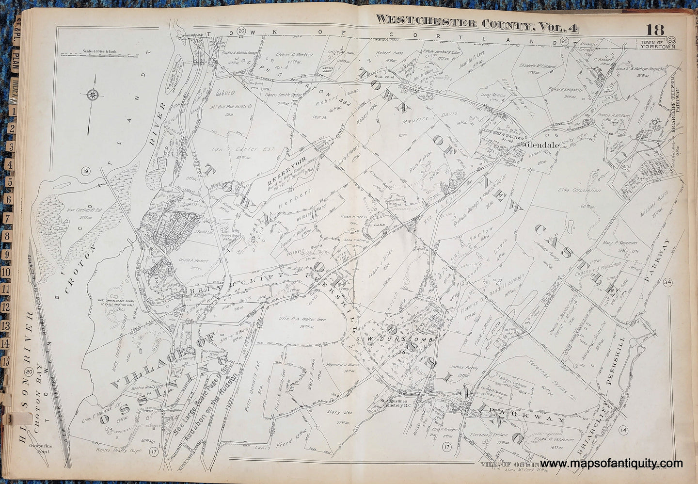 Genuine-Antique-Map-Plate-18-Town-of-Ossining-Village-of-Ossining-Town-of-New-Castle-NY-1930-G-M-Hopkins-Co--Maps-Of-Antiquity